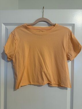 We The Free Ruffle Sleeve Cropped Tee - Peachy Orange